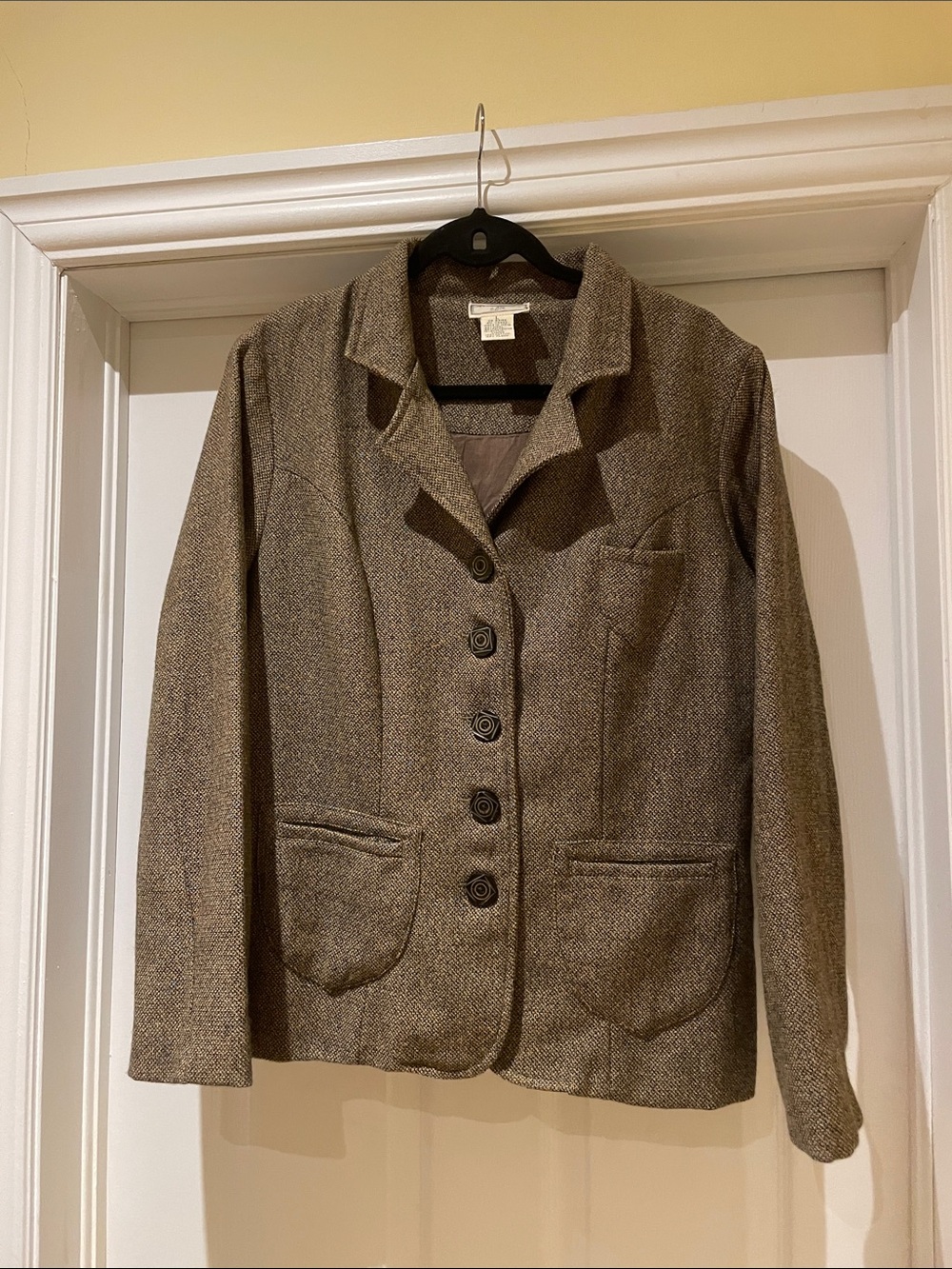April Cornell Tweed Blazer Jacket L Heritage Business Casual Equestrian